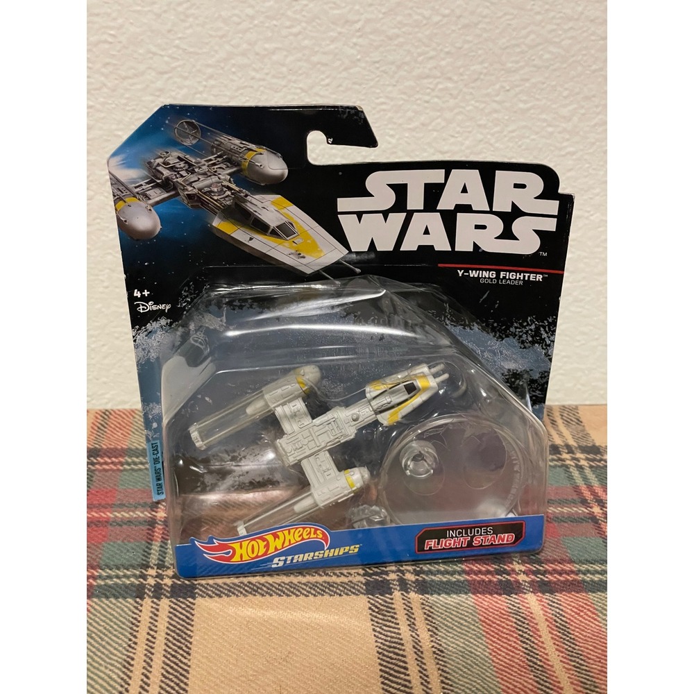 Hot Wheels Starships Y-Wing Fighter Gold Leader New Gray Die-cast Star Wars Toy